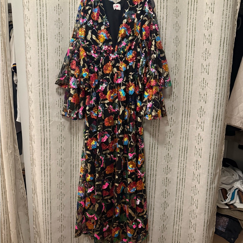 Colorful Embroidered Floral Sequin Dress